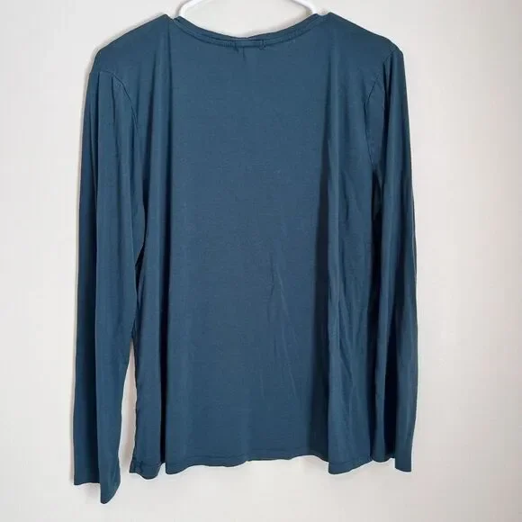 Eyeshadow Top Womens Large Forest Green Knit Long Sleeve Basic Capsule Shirt EUC - Picture 3 of 7